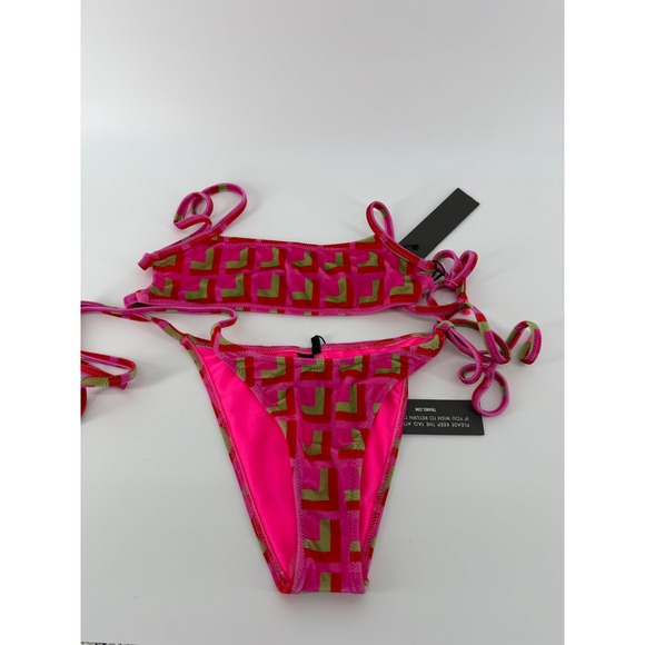 Triangl Other - Triangl Pink Geometric Velvet Bikini Set Two Piece Swimsuit Small‎ NWT